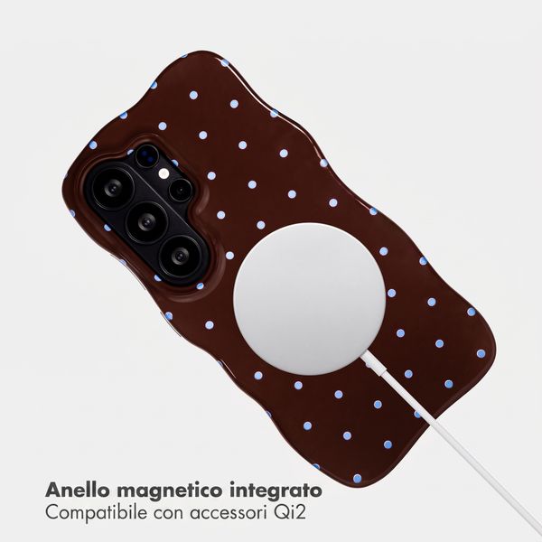 Selencia Cover Vivid Wavy con MagSafe Samsung Galaxy S26 Ultra - Happy Dots Chocolate