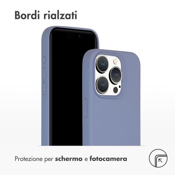 Accezz Cover in silicone liquido con MagSafe Apple iPhone 15 Pro - Lavender Gray