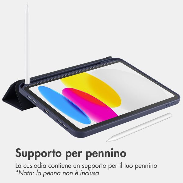 Accezz Cover a libro in silicone Smart Apple iPad 11 (2025) 11 pollici A16 / iPad 10 (2022) 10.9 pollici - Blu scuro
