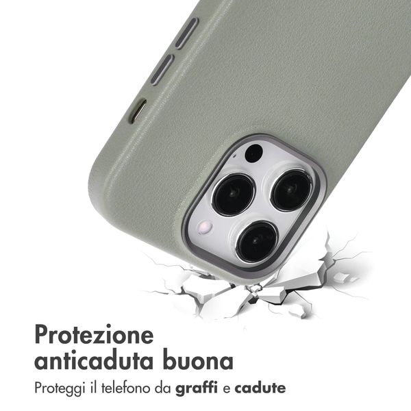 Accezz Cover in Pelle con MagSafe Apple iPhone 14 Pro - Light Grey