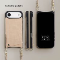Selencia Cover per telefono Nova Croco con cordino e portacarte Apple iPhone Air - Beige