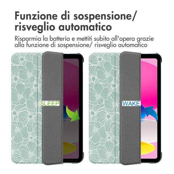 imoshion Cover Trifold Design Apple iPad 11 (2025) 11 pollici A16 / iPad 10 (2022) 10.9 pollici - Botanica