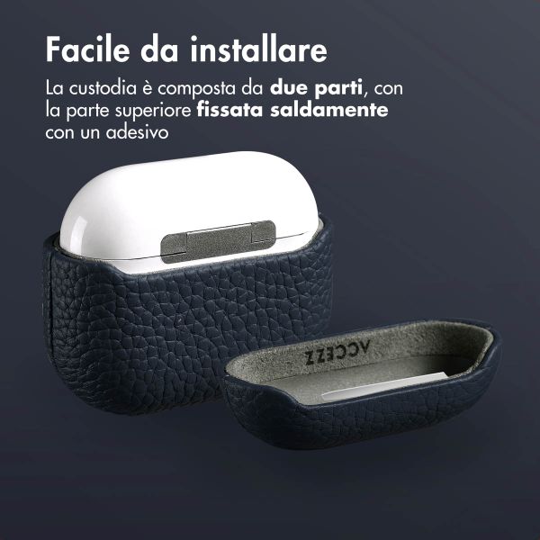 Accezz Cover in vera pelle  Apple Airpods 3 - Blu scuro