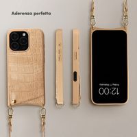 Selencia Cover per telefono Nova Croco con cordino e portacarte Apple iPhone 16 Pro - Toasted Almond