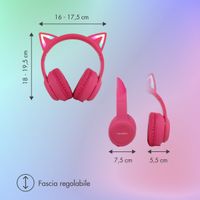 imoshion Cuffie wireless per bambini LED Light Cat Ear - Limitatore di Decibel - Con cavo AUX - Hot Pink