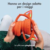 imoshion Cuffie wireless per bambini LED Light Cat Ear - Limitatore di decibel - Con cavo AUX - Arancione