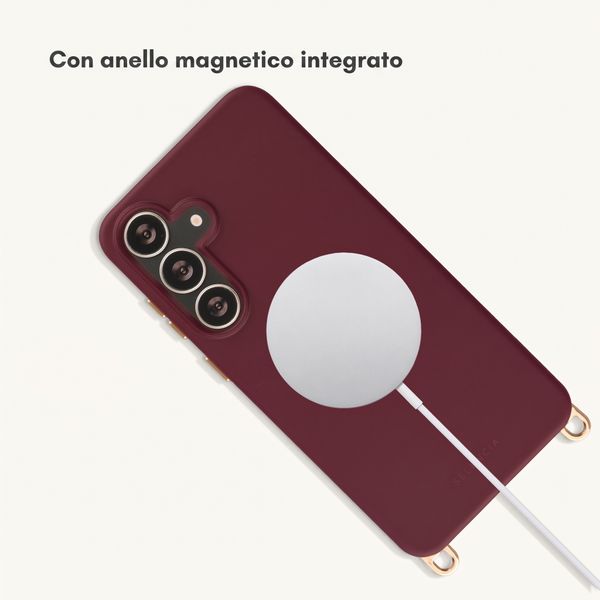 Selencia Cover posteriore Rivièra con MagSafe con ganci rimovibili Samsung Galaxy S25 FE - Bold Burgundy
