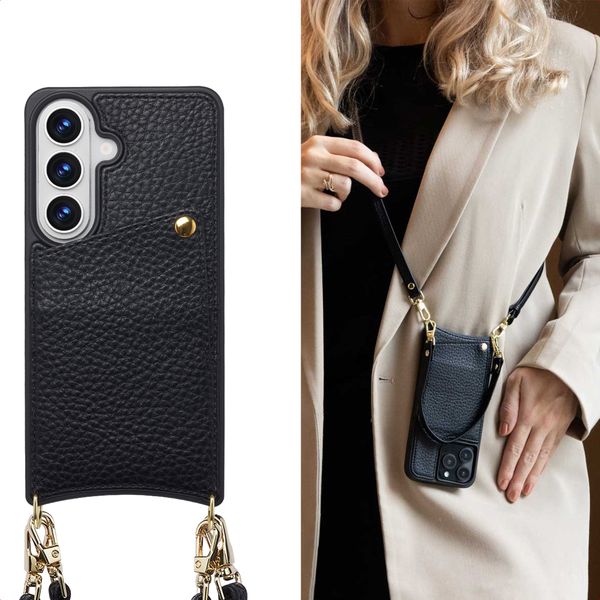 Selencia Cover per telefono Nova con cordino e portacarte Samsung Galaxy S26 - Nero