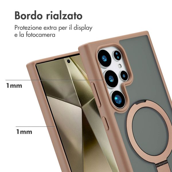Accezz Cover con anello e supporto con MagSafe Samsung Galaxy S24 Ultra - Marrone
