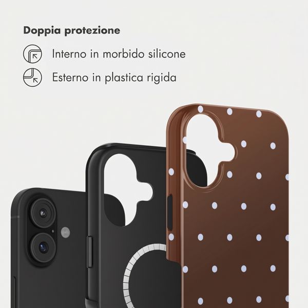 Selencia Cover posteriore Vivid con MagSafe Apple iPhone 16 - Happy Dots Chocolate