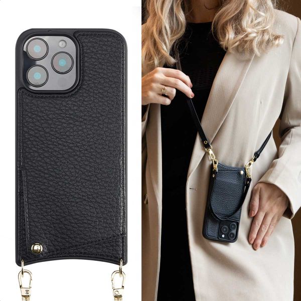 Selencia Cover per telefono Nova con cordino e portacarte Apple iPhone 16 Pro Max - Nero