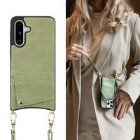 Selencia Cover per telefono Nova Croco con cordino e portacarte Samsung Galaxy A36 / A56 - Sage Green