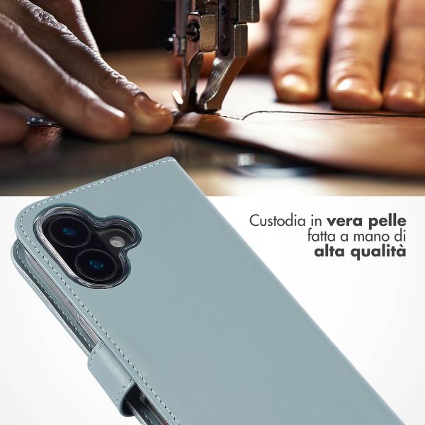 Selencia Cover a libro in vera pelle Apple iPhone 16 Plus - Air Blue