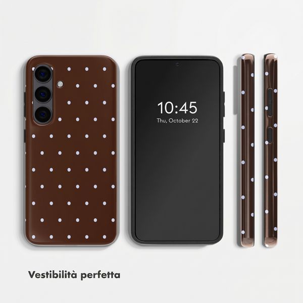 Selencia Cover Posteriore Vivid Samsung Galaxy S24 - Happy Dots Chocolate