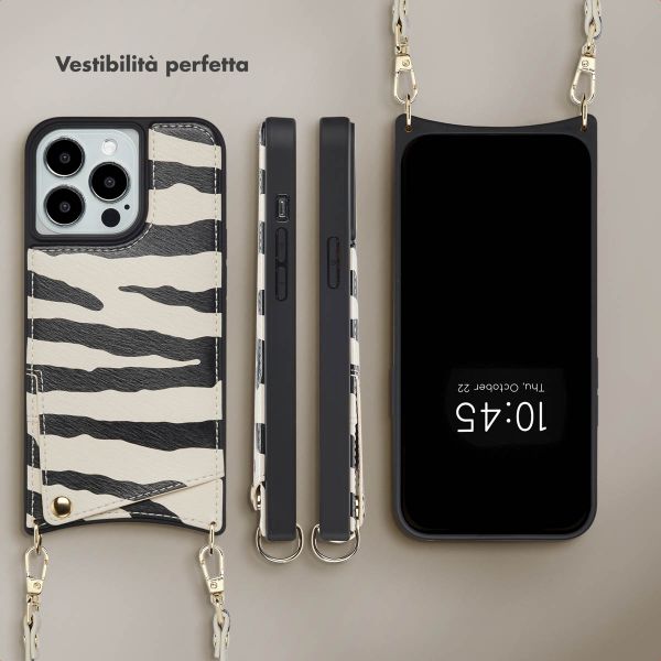 Selencia Cover per telefono Nova con cordino e portacarte Apple iPhone 13 Pro - Zazzy Zebra