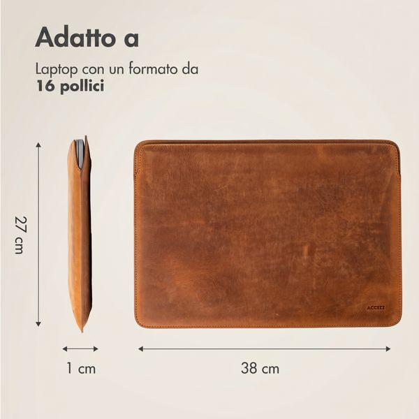 Accezz Cover in pelle per Apple MacBook 16 pollici - Laptopsleeve - Cognac