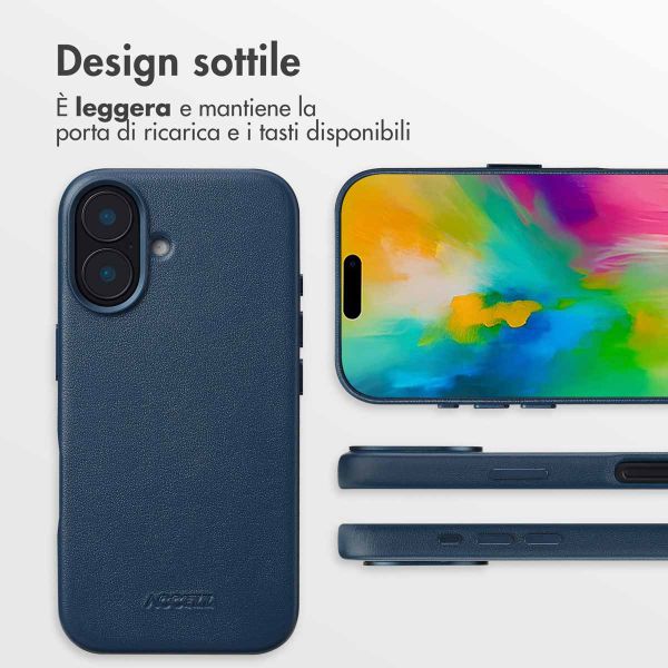 Accezz Cover in Pelle con MagSafe Apple iPhone 16 - Nightfall Blue