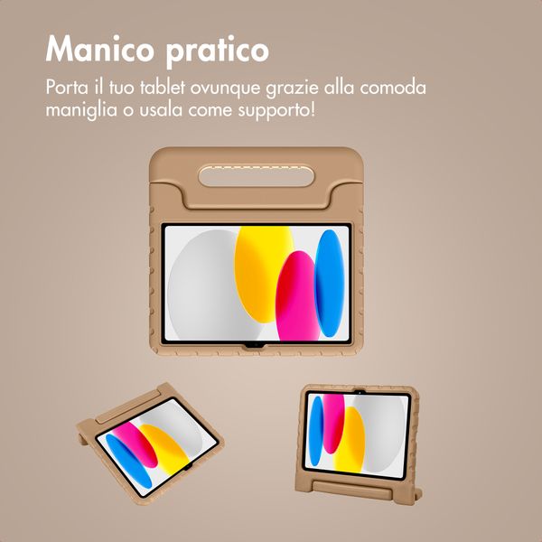 imoshion Cover Posteriore Kidsproof con Maniglia Apple iPad 11 (2025) 11 pollici A16 / iPad 10 (2022) 10.9 pollici - Beige
