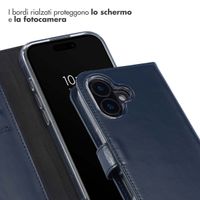Selencia Cover a libro in vera pelle Apple iPhone 16 Plus - Blu
