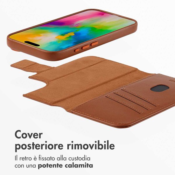 Accezz Cover in pelle 2 in 1 con MagSafe Apple iPhone 16 - Sienna Brown