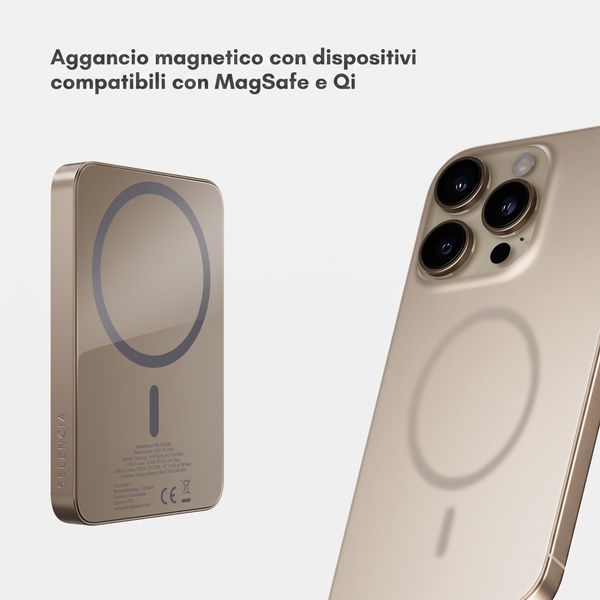 Selencia Vivid Powerbank 5.000 mAh - MagSafe e Qi - Desert Gold / Choco Flower Pop