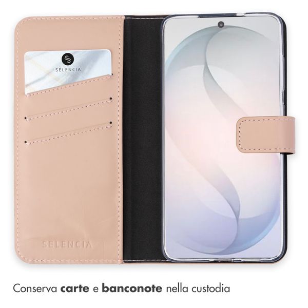 Selencia Cover a libro in vera pelle Samsung Galaxy S26 - Dusty Pink