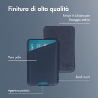 Accezz Portacarte in pelle magnetico - Compatibile con Apple Find My - Nightfall Blue