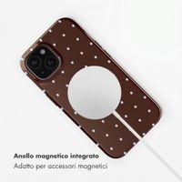 Selencia Cover posteriore Vivid con MagSafe Apple iPhone 15 - Happy Dots Chocolate