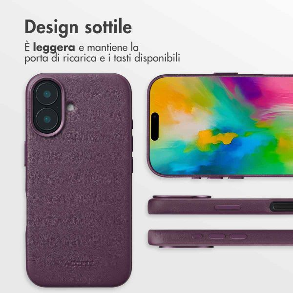 Accezz Cover in Pelle con MagSafe Apple iPhone 16 - Heath Purple