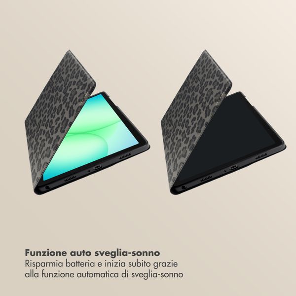 Selencia Libreria Sabi con stampa leopardata Samsung Galaxy Tab A11 Plus - Midnight Black