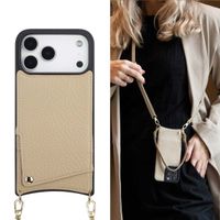 Selencia Cover per telefono Nova con cordino e portacarte Apple iPhone 18 Pro / 17 Pro - Beige