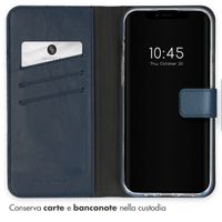 Selencia Cover a libro in vera pelle Apple iPhone 15 - Blu