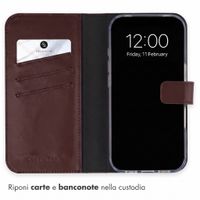 Selencia Cover a libro in vera pelle Apple iPhone 18 Pro Max / 17 Pro Max - Marrone