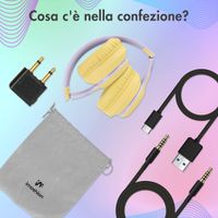 imoshion Cuffie wireless per bambini con LED Light - Limitatore di decibel - Con cavo AUX - Lavender Lilac / Yellow