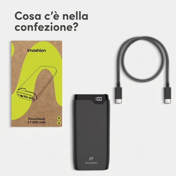 imoshion Powerbank - 27.000 mAh - Quick Charge e Power Delivery - 30W - Nero