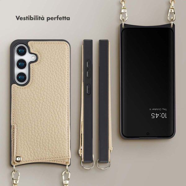 Selencia Cover per telefono Nova con cordino e portacarte Samsung Galaxy S25 - Beige