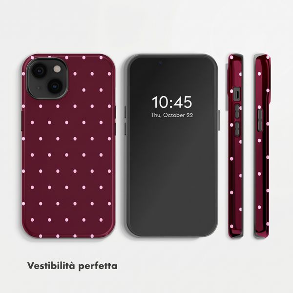 Selencia Cover posteriore Vivid con MagSafe Apple iPhone 14 - Happy Dots Burgundy