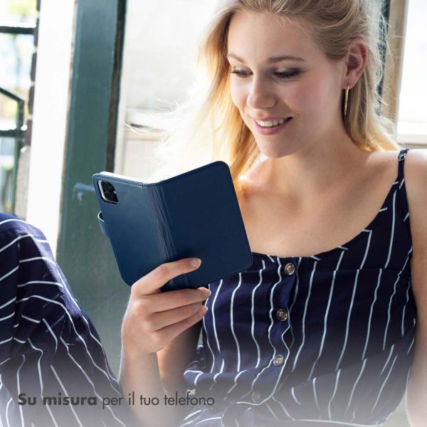 Selencia Cover a libro in vera pelle Samsung Galaxy S24 Plus - Blu scuro