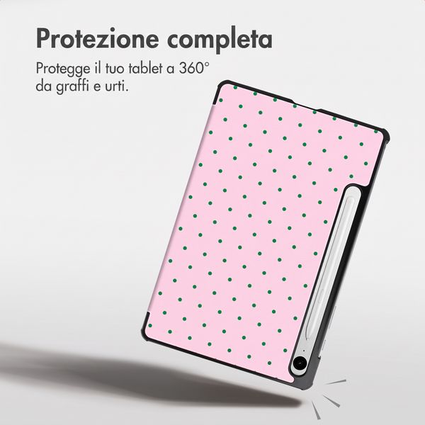 imoshion Cover Trifold Design Samsung Galaxy Tab S9 11.0 pollici / S10 Lite / S10 FE / S9 FE 10.9 pollici - Happy Dots