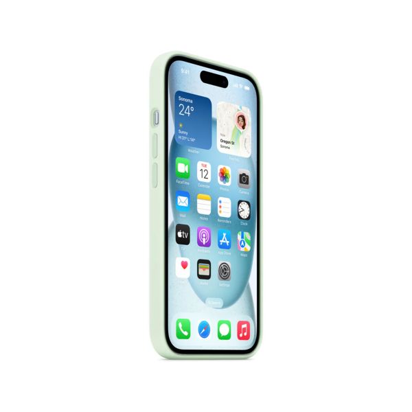 Apple Cover Posteriore in Silicone con MagSafe Apple iPhone 15 - Soft Mint