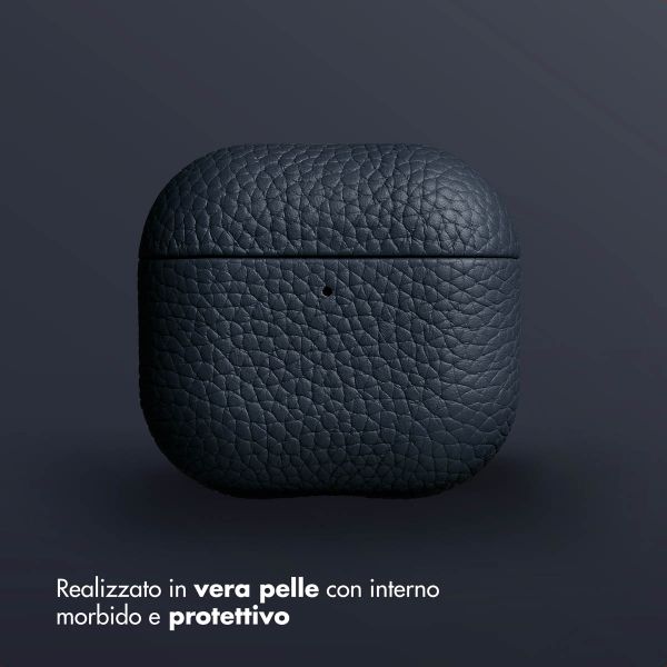 Accezz Cover in vera pelle  Apple Airpods 4 - Blu scuro