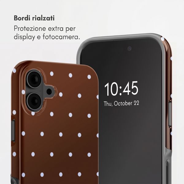 Selencia Cover Posteriore Vivid Apple iPhone 16 - Happy Dots Chocolate