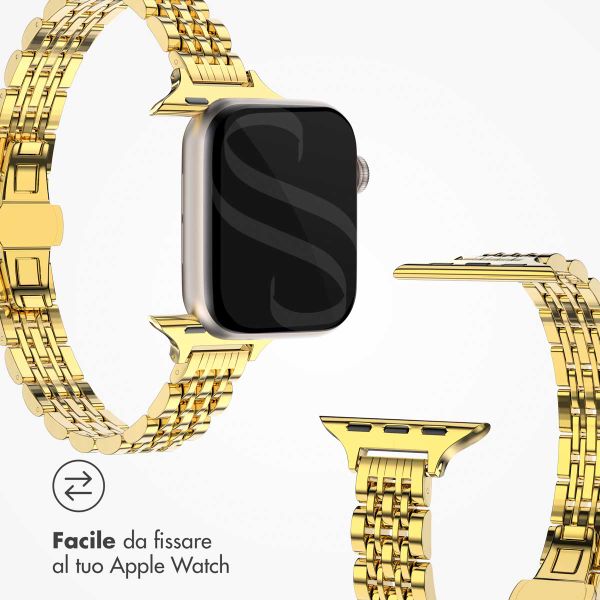 Selencia Cinturino sottile in acciaio ispirato a Jubilee Apple Watch | 38/40/41/42 mm - Oro
