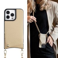 Selencia Cover per telefono Nova con cordino e portacarte Apple iPhone 13 Pro - Beige