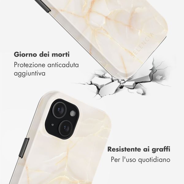 Selencia Cover posteriore Vivid con MagSafe Apple iPhone 15 - Golden Beige Marble