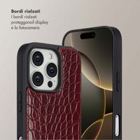 Selencia Cover per telefono Nova Croco con cordino e portacarte Apple iPhone 16 Pro - Burgundy