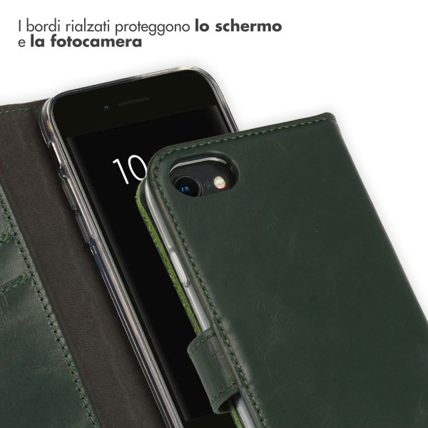 Selencia Cover a libro in vera pelle Apple iPhone SE (2022 / 2020) / 8 / 7 / 6(s) - Verde
