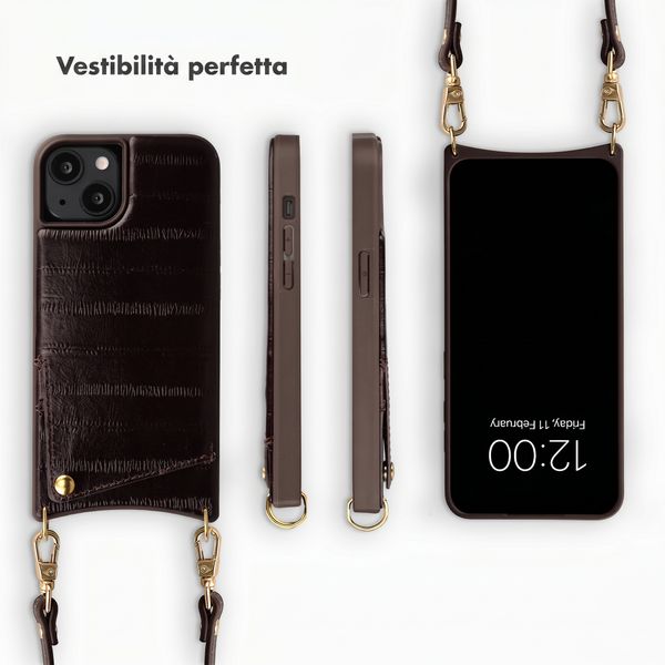Selencia Nova cover posteriore in vera pelle con portacarte Apple iPhone 14 / 13 - Dark Chocolate