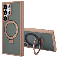 Accezz Cover con anello e supporto con MagSafe Samsung Galaxy S24 Ultra - Marrone