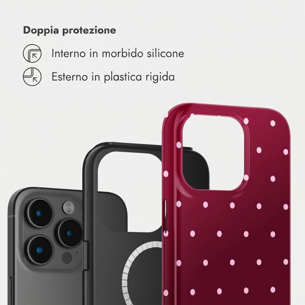 Selencia Cover posteriore Vivid con MagSafe Apple iPhone 15 Pro - Happy Dots Burgundy